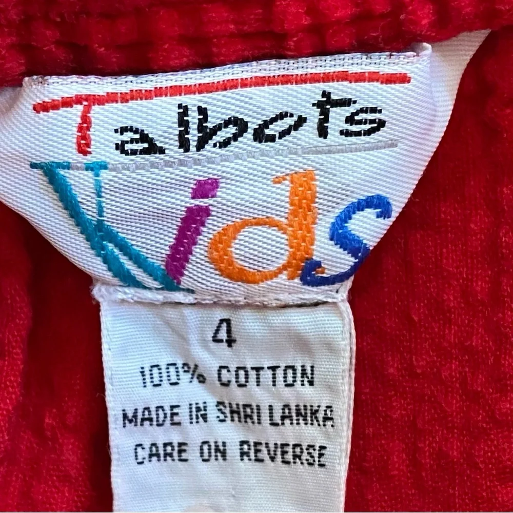 Vintage Talbots Kids Size 4 Red Corduroy‎ Shorts